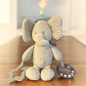 Manhattan Kids Plush Elephant Activity Crib Stroller Toy Rattle 8” Lovey